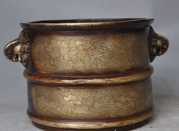 

bi003242 Old Dynasty Palace Tibetan Buddhism temple bronze copper incense burner Censer