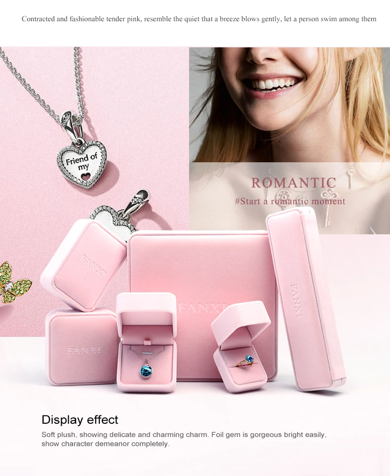 Романтическая Подарочная коробка для ювелирных изделий, розовая бархатная коробка, обручальное кольцо, ожерелье, серьги, браслет, коробка для хранения, органайзер для ювелирных изделий