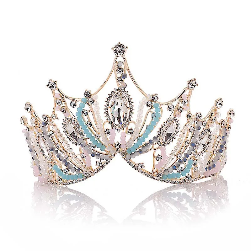

Retro Wedding Bridal Hair Jewelry Ornaments Inlaid Rhinestone Crystal Beads Bride Tiara and Crown Noiva Diadem Coronal Diadem BH