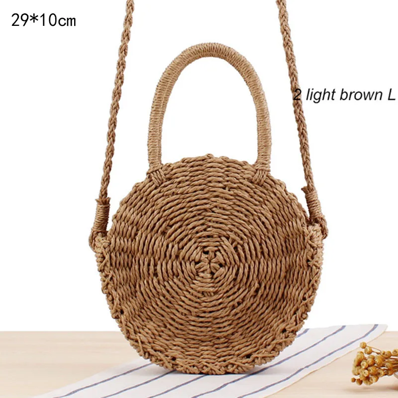Соломенная пляжная сумка женская сумка через плечо для девочек модный дизайн Повседневная Ручная работа тканая летняя ротанговая дорожная женская сумка - Цвет: BD8422lightbrownL