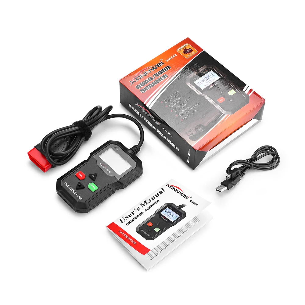 KONNWEI KW590 OBDII Автомобильный Диагностический прибор детектор неисправности