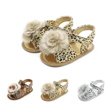 Мягкие детские туфли с леопардовым шариком для маленьких девочек Нескользящие тонкие туфли; сандалии; детская обувь; Прямая поставка; 822