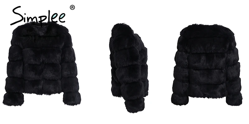 Женское короткое винтажное пальто Simpleeиз искусственного меха, осенняя, зимняя женская пушистая черная верхняя одежда, пушистый розовый повседневный праздничный плащ из искусственного меха
