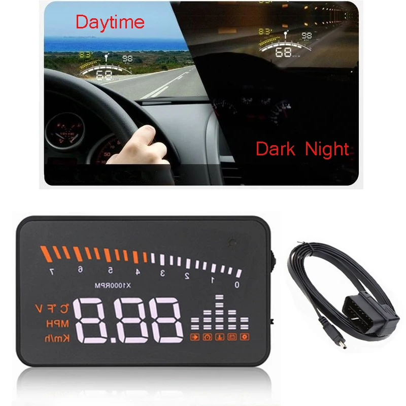 

X5 3.5" HUD Car Head Up Display High Definition Screen Windscreen Projector OBD2 Connector Scanner Speed RPM Data Diagnostic
