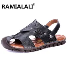 Мужские сандалии из натуральной кожи на липучке; повседневные летние модные пляжные сандалии; мужские сандалии; zapatos hombre