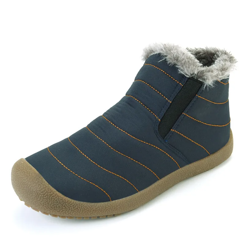 

New Fashion Men Winter Shoes Solid Color Snow Boots Plush Inside Antiskid Bottom Keep Warm Waterproof Ski Boots Size