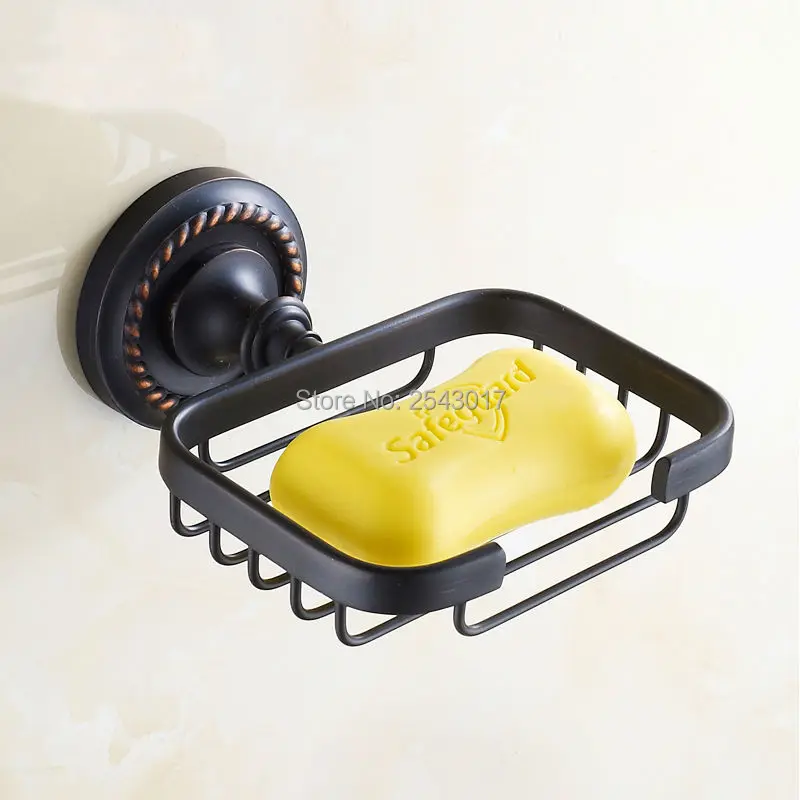 High Quality Soap Dish Holder Oil Rubber Black Finish Soap Basket Copper Brass Soap Holder