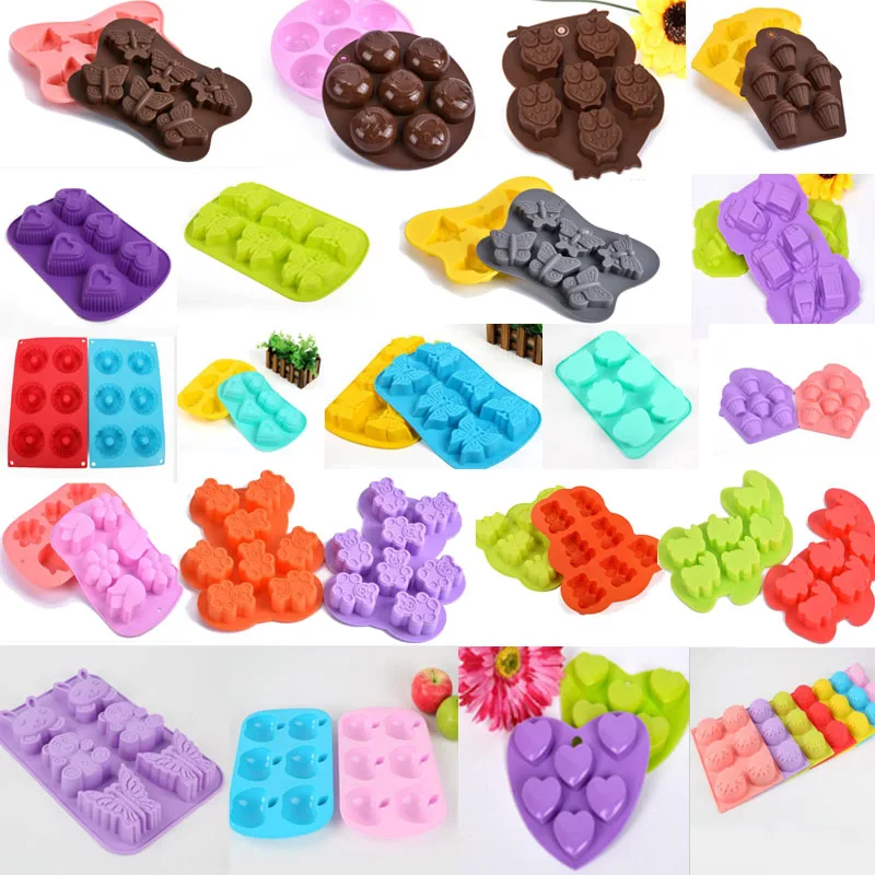 

18styles Silicone Animal Chocolate Mold 18 Shapes 3D Chocolate baking Tools Jelly Candy Mold DIY Numbers Fruit Kitchen Gadgets