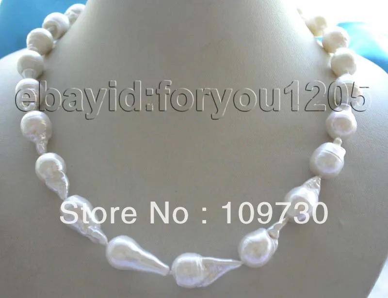 

Jewelry 00516 Genuine Natural 25mm white Reborn Keshi pearl Necklace 14KGP