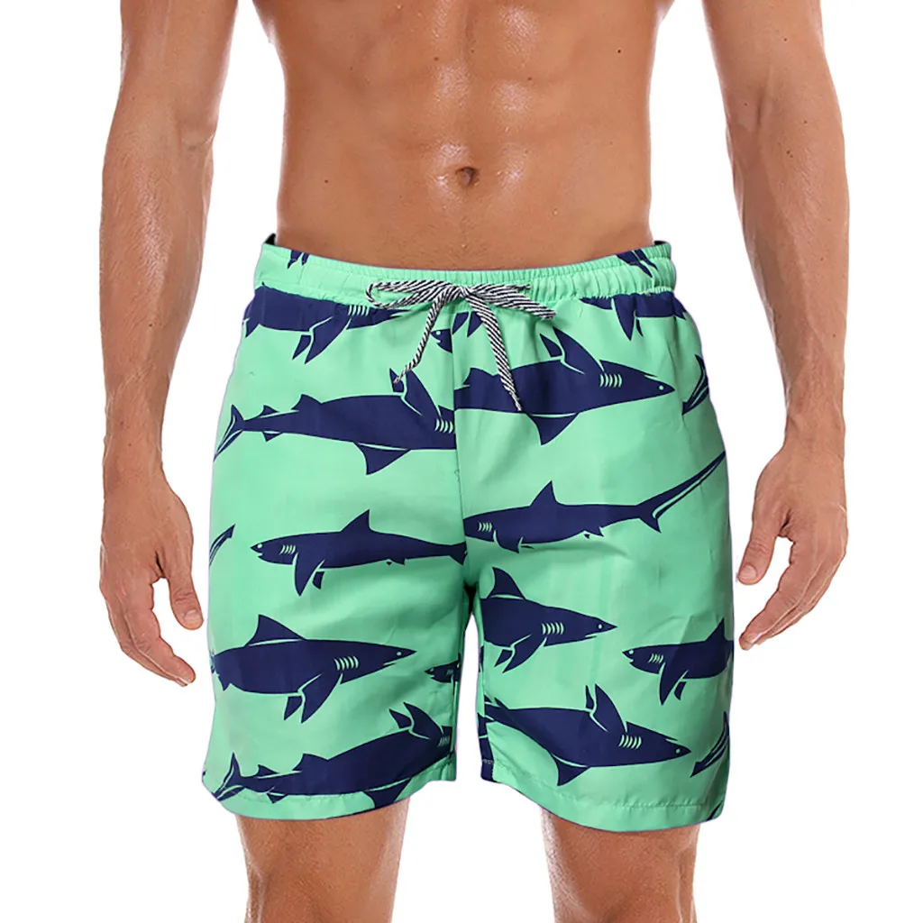 Мужские пляжные шорты летние пляжные шорты мужские модные Гавайские повседневные быстросохнущие шорты с принтом Apr16 - Цвет: GN