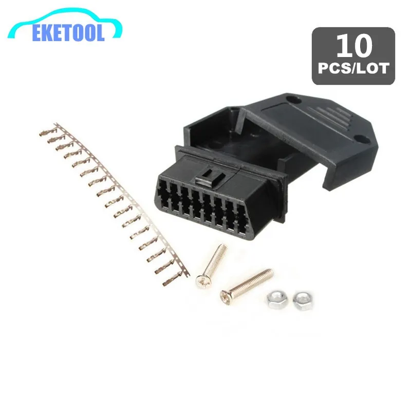

10pcs/Lot OBDII Female Plug J1962F OBD2 16 Pin Female Connector With Screws+Shell+Terminal OBD2 Diagnostic Plug FREE SHIPPING