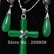 Huij 0013 набор зеленых Нефритовое ожерелье серьги набор