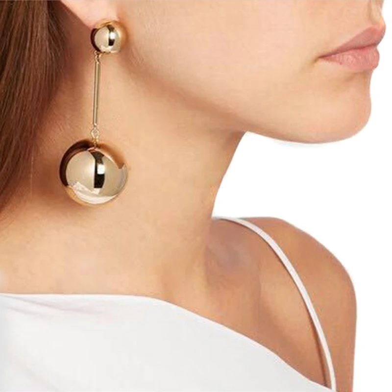 

Punk Circle Bib Beads Smooth Face Statement Maxi Charm Party Bijoux Boho ball dangle drop Earring For Women