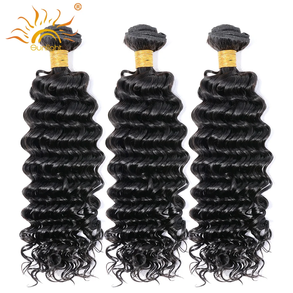 Sunlight Human Hair Peruvian Deep Wave Human Hair Weave Remy Hair