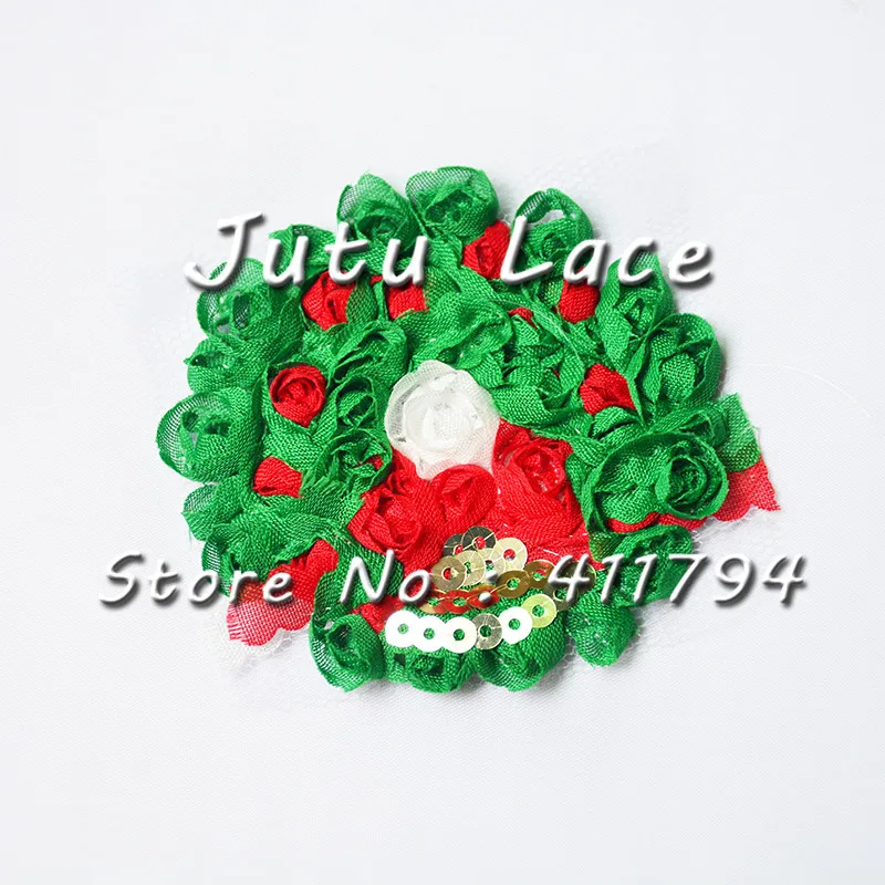 50/лот " потрепанные шифоновые цветы, рождественские шифоновые цветы для аксессуаров одежда повязка на голову