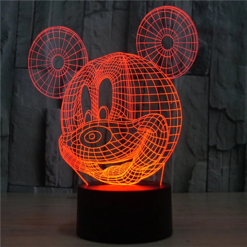 

Baby shower Line Red Mouse Cute Cartoon USB power supplier 3D Visual Table Lamps Rainbow Starry Craft For Children Day Toy Gifts