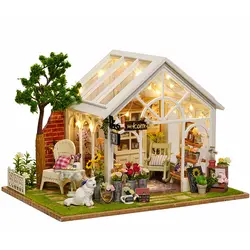 DIY деревянный дом Miniaturas с мебелью поделки миниатюрные домики кукольный домик игрушки для детей Рождество и день рождения подарок A63