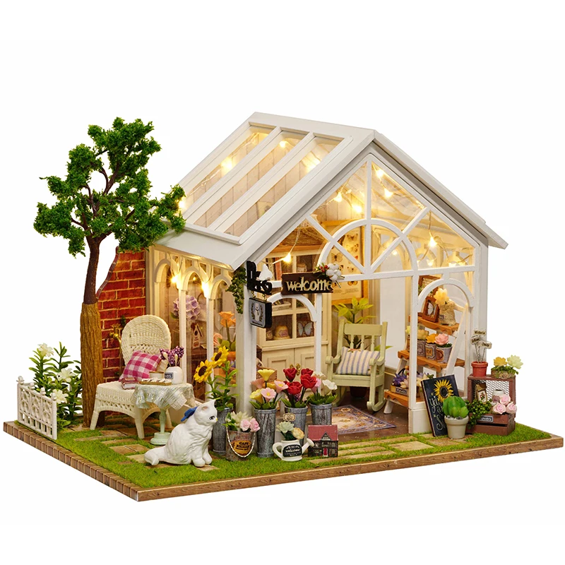 

DIY Wooden House Miniaturas with Furniture DIY Miniature House Dollhouse Toys for Children Christmas and Birthday Gift A63