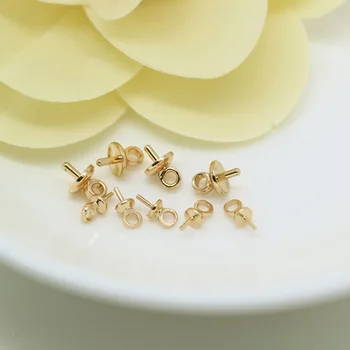 

20PCS 3MM 24K Champagne Gold Color Plated Brass Half hole Pearl Beads Connect Charms Beads Caps High Quality Jewelry Findings