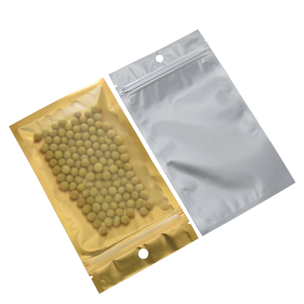 5 Size Resealable Zip Lock Golden Matte Clear Plastic Bag Dried Food Package Pouches Cosmetic Electronic Grocery Packing Bag 3