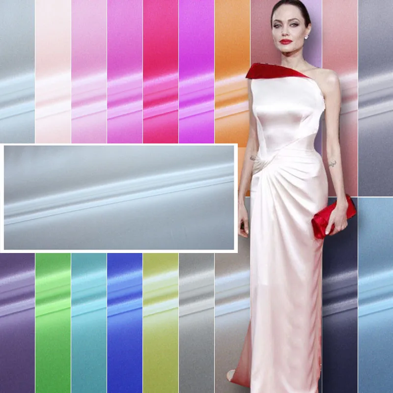 

1 meter elastic silk satin fabric for sewing width 42/43 inches 19 momme Mulberry silk fabric stretch charmeuse fabric 287