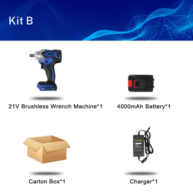 TENWA бесщеточный Электрический ключ ударный гаечный ключ 21 в 4000 мАч Li батарея ручная дрель установка электроинструменты - Цвет: Kit B