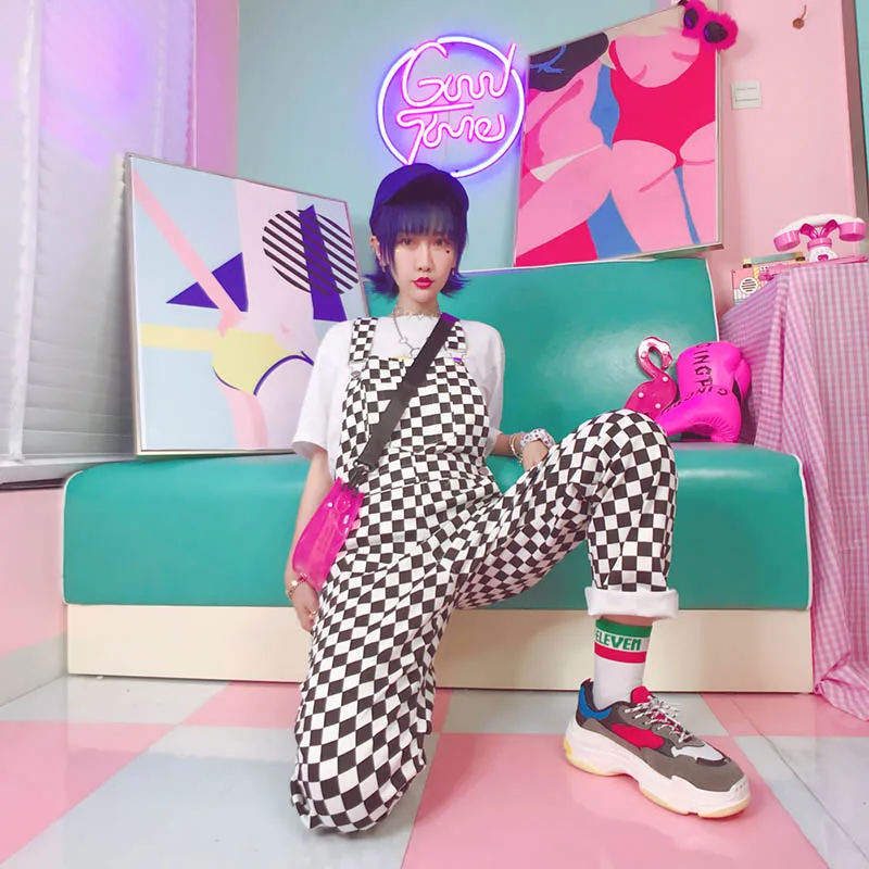 2019 Checker Plaid Overall Pocket Suspender Long Pants Plus Size Kpop Ulzzang Street Hiphop Checkerboard Plaid Trouser Long Pant 2019 Checker Plaid Overall Pocket Suspender Long Pants Plus Size Kpop Ulzzang Street Hiphop Checkerboard Plaid Trouser Long Pant