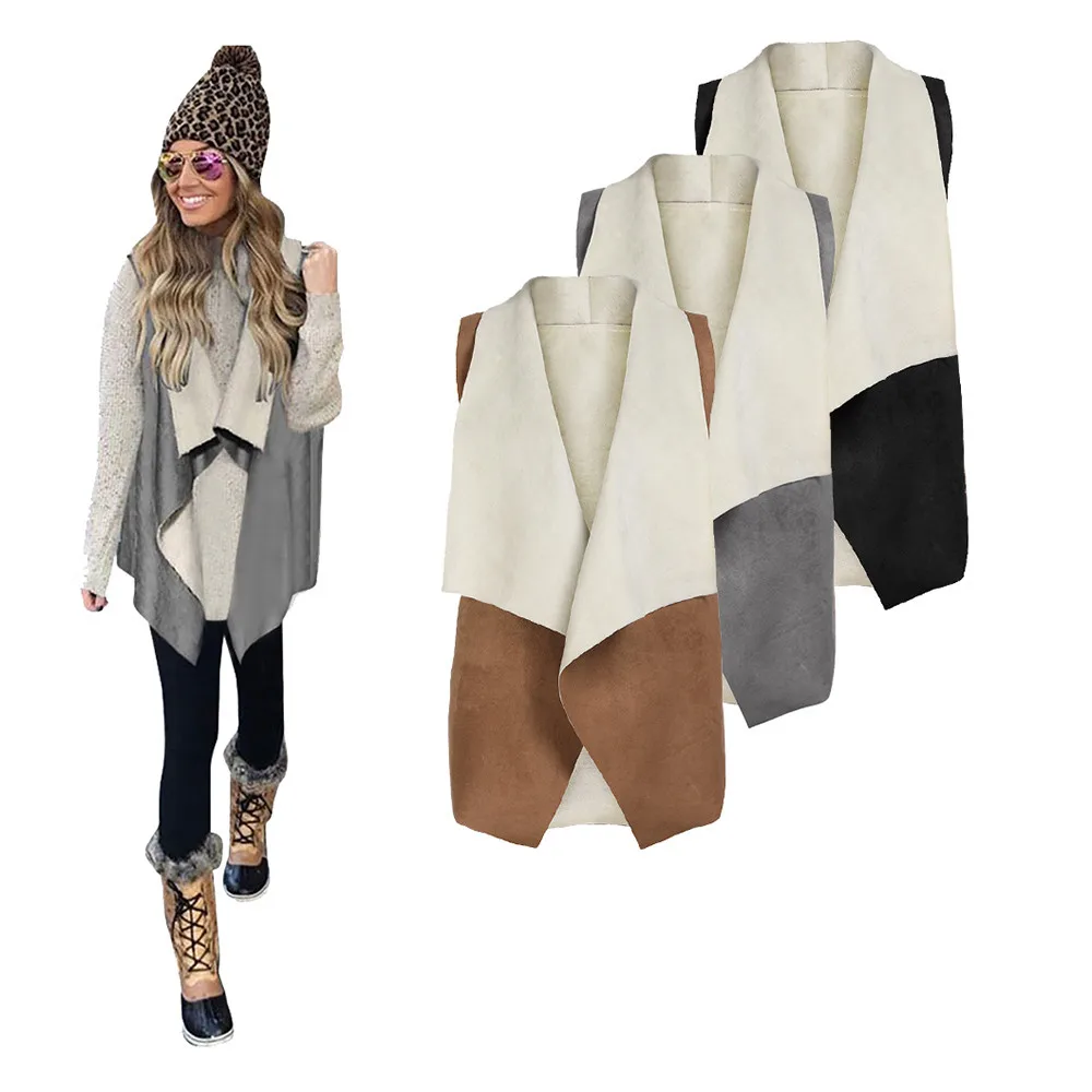 

Women's Plush Vest Sexy Hooded Faux Fur Jacket Winter Coat Outwear Warm Vest women Waistcoat mujer sleeveless female cardigan