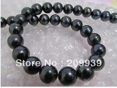 

FREE SHIPPING 002668 collectable AA+ 11-12MM black south sea PEARL NECKLACE 18 INCH