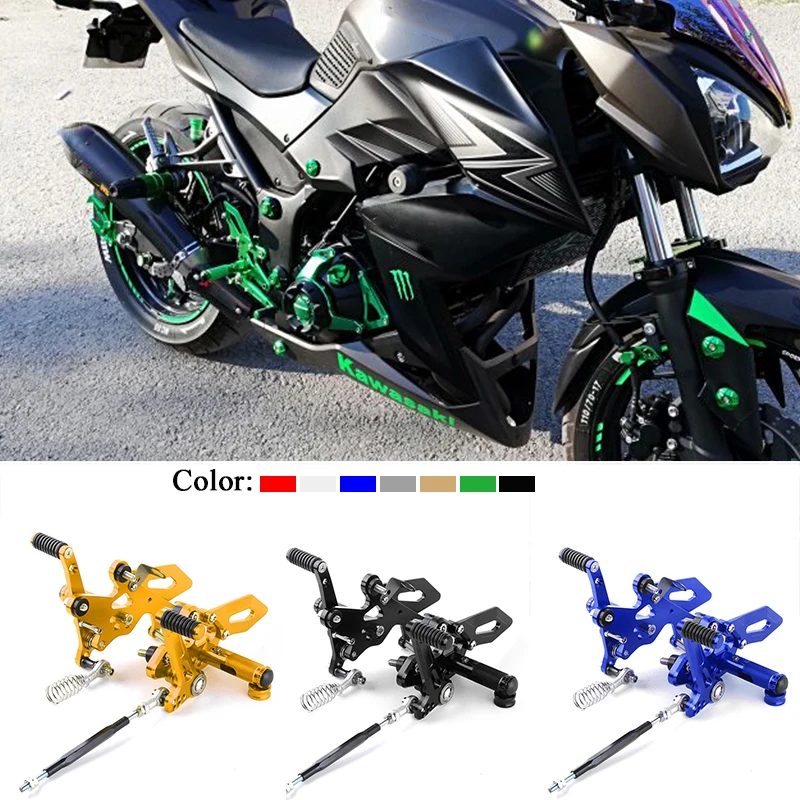 

CNC For Kawasaki Ninja 250 Ninja 300 Z250 Z300 Right Left Footrest Motorcycle Aluminum Adjustable Rear Sets Foot Rests Pegs 2016