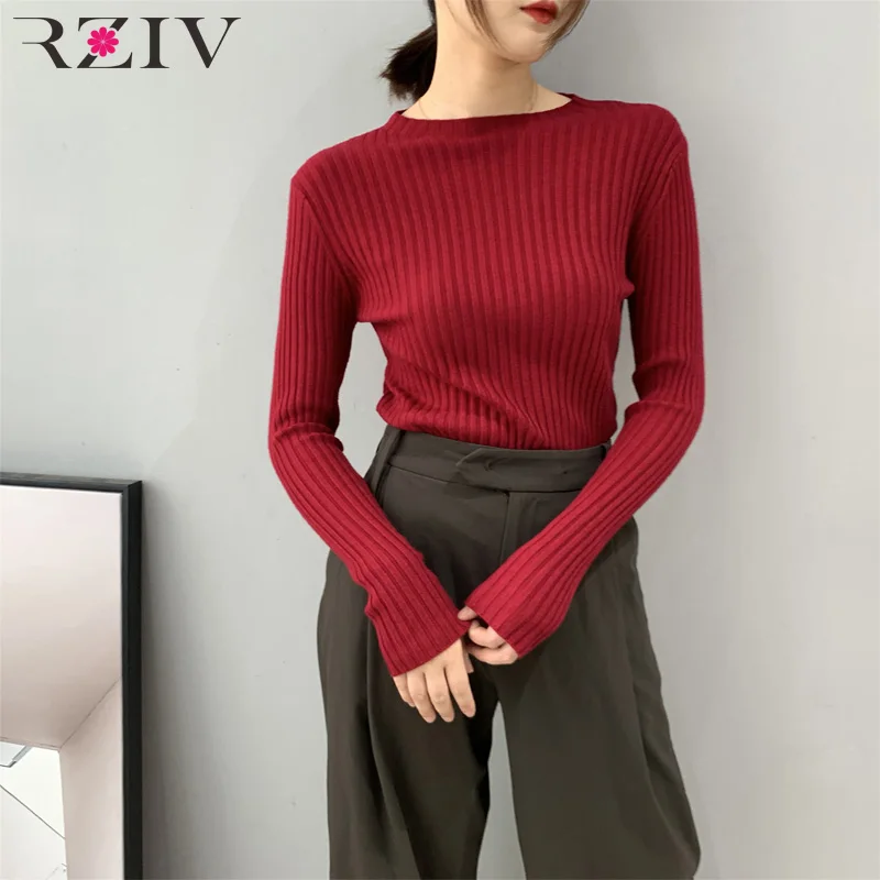 

RZIV Spring Women's Sweater Casual Solid Color Slim Sweater