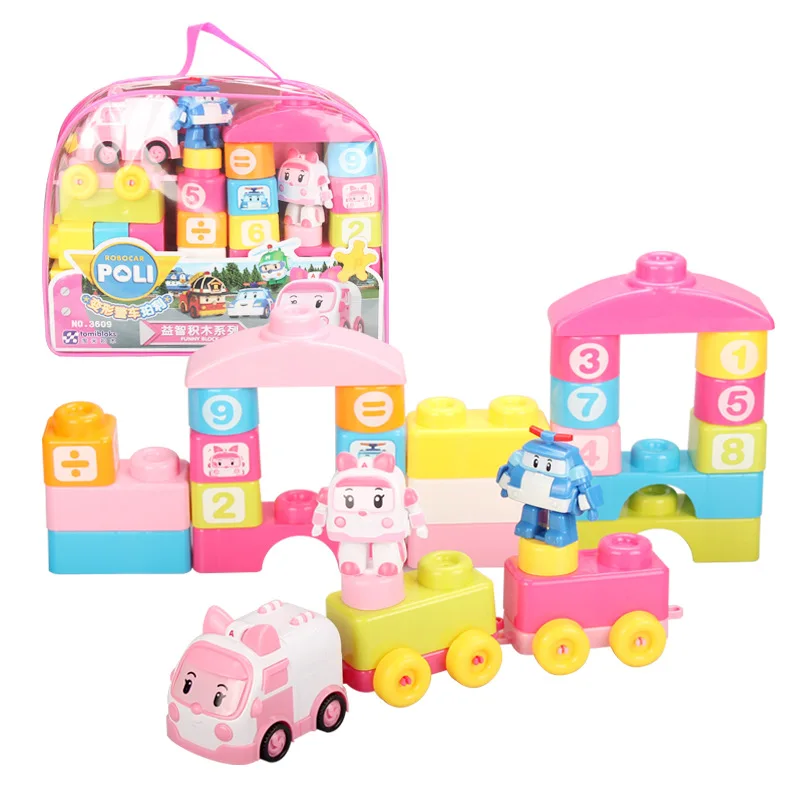 

DIY Aaasemble Action Figures Robocar Transformation Korea Poly Car Model Large particles Building Blocks Compatible Legoed