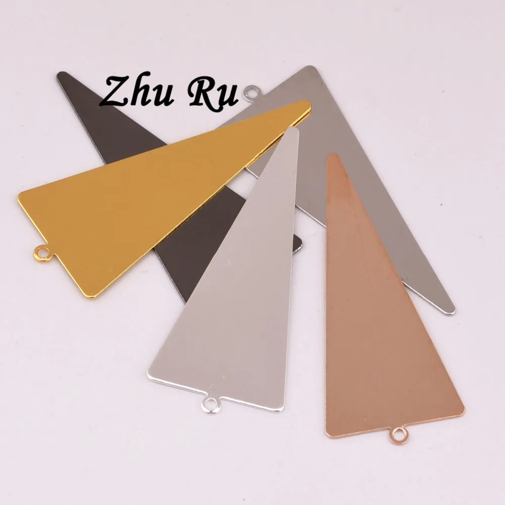 

42.5*18mm 5pcs copper Glossy long triangle spiked spear sharp shape Charms For DIY Jewelry Making Earrings Accessories