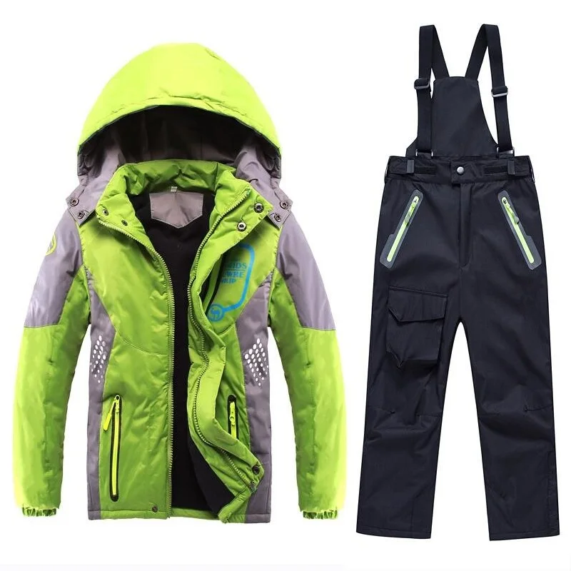  Winter Warm Waterproof Baby Boys Girls Climbing Clothing Sets Child Coat and Pant Children Outerwea