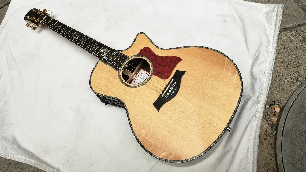

acoustic guitar Real abalone YM-16 solid top electric acoustic guitar