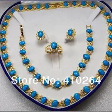 Wholesale_jewelry_wig$ комплект ювелирных изделий Подлинная Набор природных Ювелирных Изделий камень ссылка браслет Ожерелье серьги Кольцо