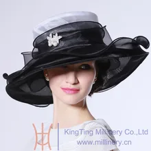 Las mujeres de Las Señoras Sombrero Del Organza de Boda de La Iglesia Derby Playa Cóctel de la Tarde Party Dress Fedora Sombrero de Ala Ancha Casquillo Del Sol Del Verano de La Vendimia nueva