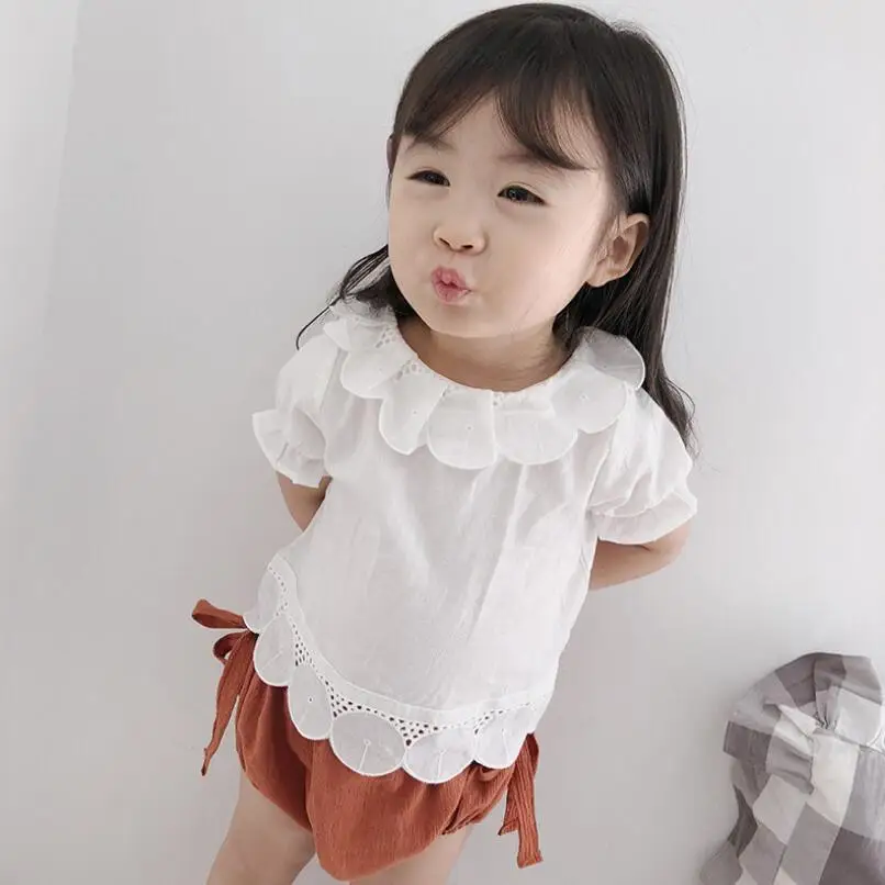 Летняя хлопковая белая футболка с короткими рукавами детская одежда для девочек детские топы и блузки для малышей рубашка для маленьких девочек JW7468 - Цвет: girls t shirts