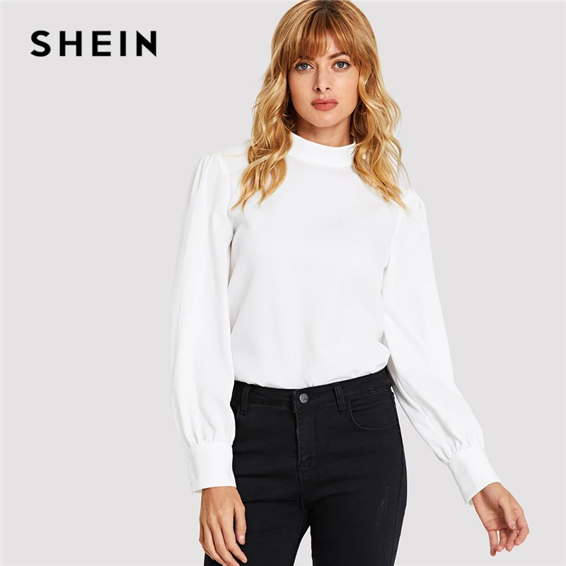 Aliexpress.com : Buy SHEIN White Keyhole Back High Neck