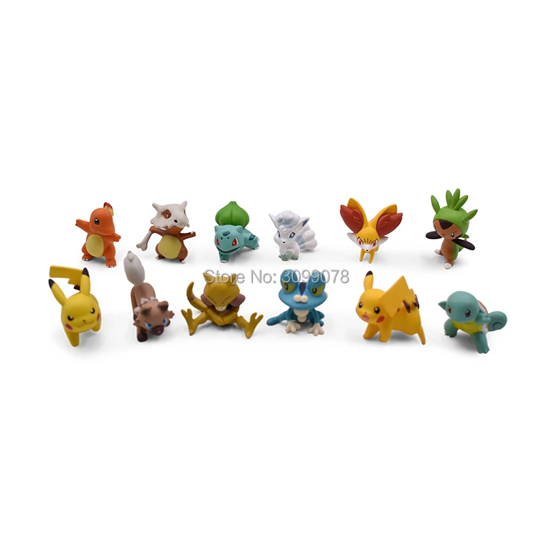 4CM Charmander Cubone Bulbasaur Alola Vulpix Fennekin Chespin Pikachu Squirtle Froakie Rockruff Abra Anime Action Toy Figures