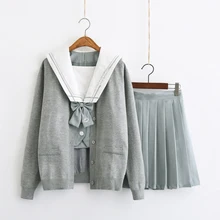 2019 UPHYD Japanese School Uniform Long Sleeve Spring Autumn Girls White Shirt and Pleated Skirt Full Sets Cosplay JK Costume
