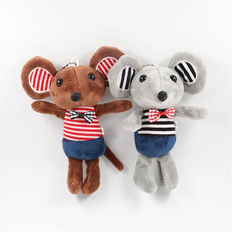 

New Cute Mouse Plush Toys Keychain Bow Tie Gentleman Mouse Rat Key Bag Pendants Soft Stuffed Animal Dolls 30pcs/lot 15cm