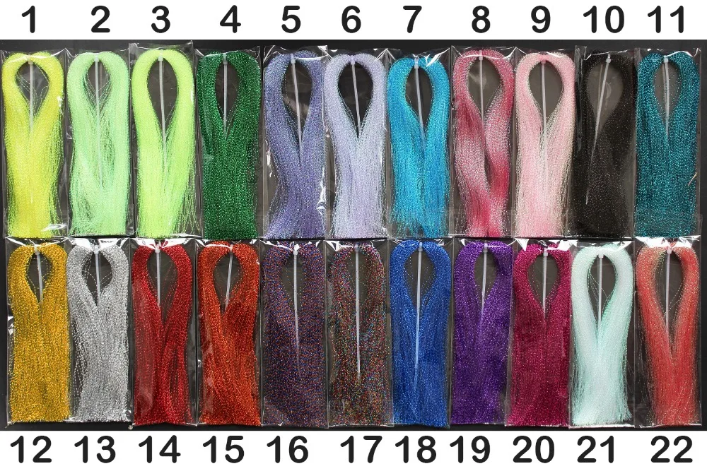 6 packs mixed Colors 0.3mm Flashabou Tinsel Crystal Flash Fly Tying Materials 