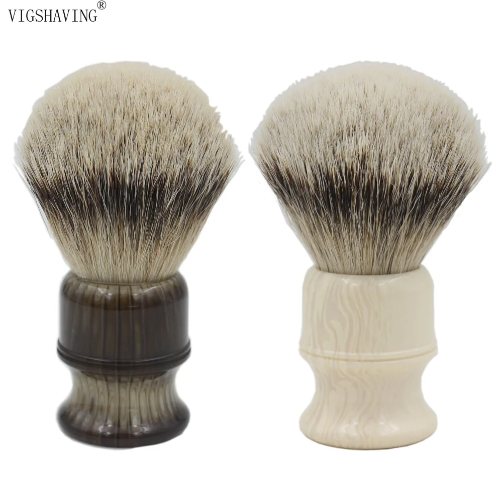 VIGSHAVING Faux Horn Смола Ручка Silvertip барсучья щетка для бритья волос