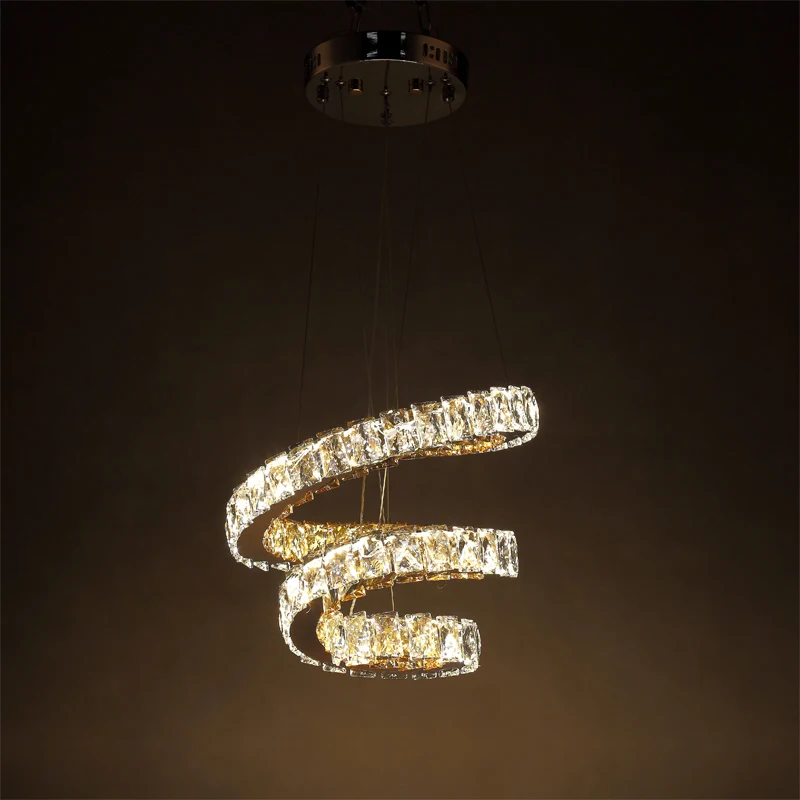 Popular Diamond Ring LED Crystal Pendant Light Modern LED Circles