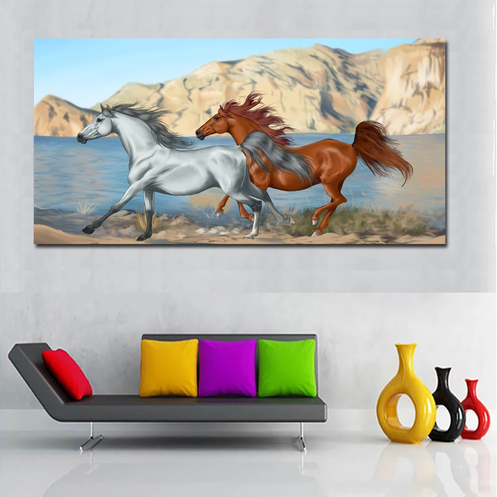 

RELIABLI ART Horse Pictures Canvas Art Animal Painting Printed On Canvas Wall Print And Poster For Living Room Home Decor