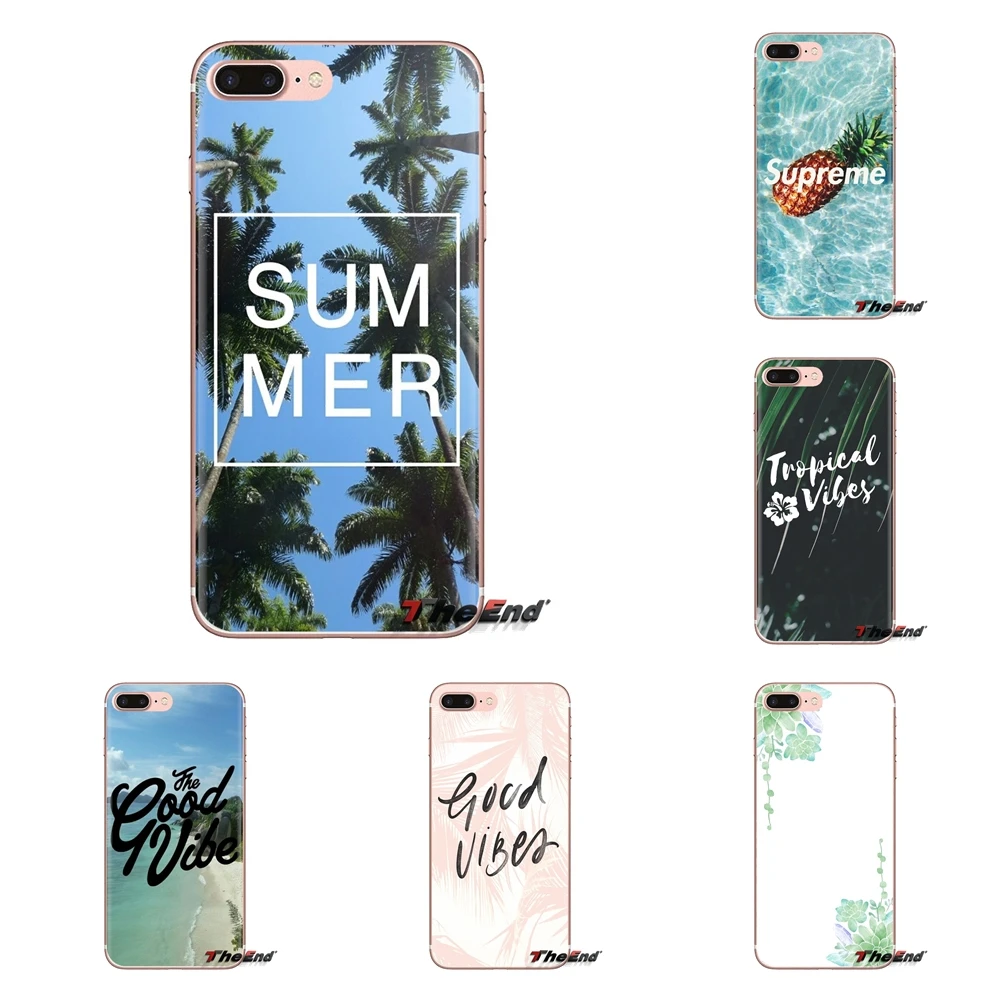 Прозрачные мягкие чехлы для Samsung Galaxy S3 S4 S5 Mini S6 S7 Edge S8 S9 S10 Plus Note 3 4 5 8 9 Good vibes summer |