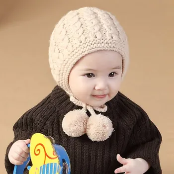 

Newborn Baby Knit Hat Winter Autumn Baby Girls Boys Warm Cap Beige Wine Red