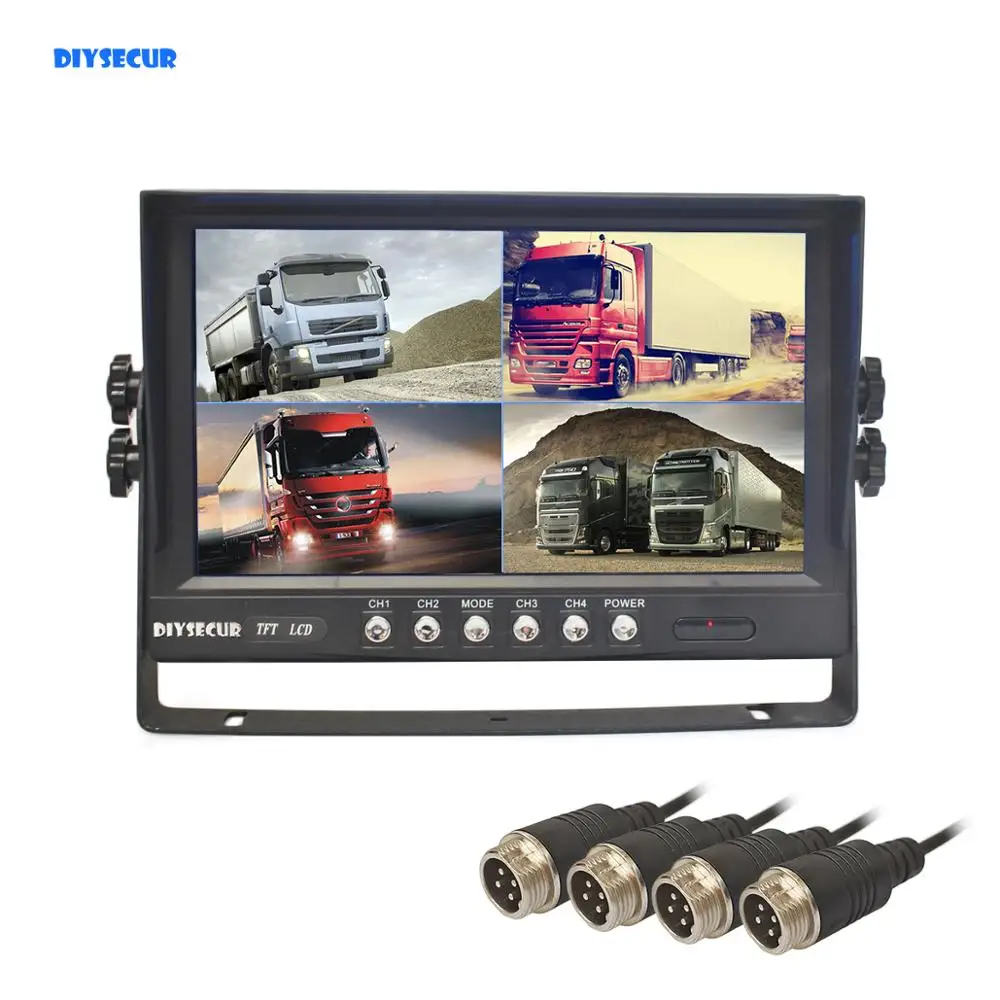 

DIYSECUR 9" 4CH 4PIN 4 Split Quad Screen Color Video Monitor Screen for Video Surveillance System