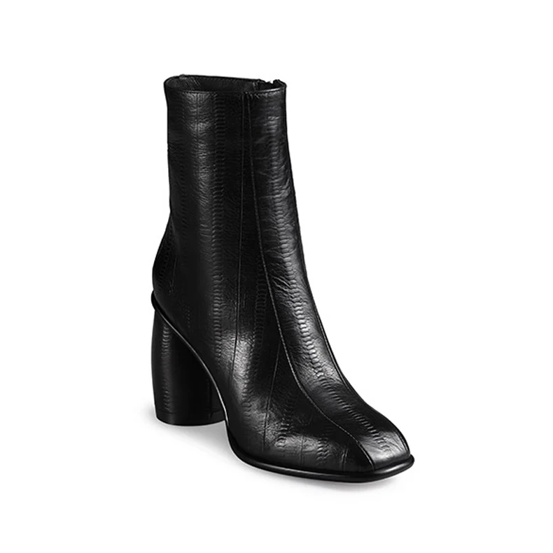CDAXILAN Новые поступления женские ботинки натуральная кожа круглый с квадратным носком Обувь на высоком каблуке ботильоны на молнии женские пикантные короткие сапожки